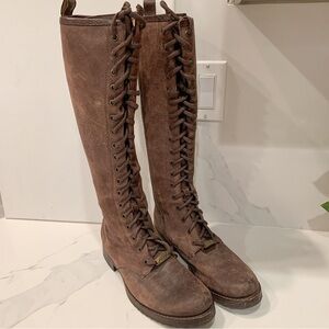 Frye Brown Lace Up Boots